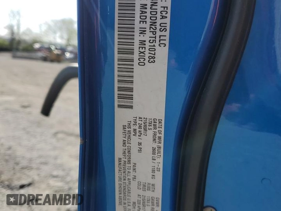2023 Jeep Compass Trailhawk with VIN 3C4NJDDN2PT510783, listed as a Copart auction lot 54378135 with 17,361 mi miles and Salvage title. Bid and sale history available at DreamBid. Image 13.