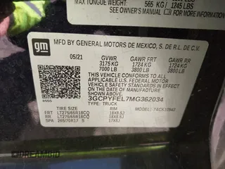 2021 Chevrolet Silverado 1500 LT Trail Boss with VIN 3GCPYFEL7MG362034, listed as a IAAI auction lot 41661545 with 86,749 mi miles and . Bid and sale history available at DreamBid. Image 9.