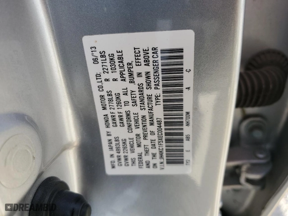 2014 Acura RLX Tech Pkg with VIN JH4KC1F5XEC004487, listed as a Copart auction lot 80317654 with 152,715 mi miles and Salvage Title. Bid and sale history available at carsss.com. Image 12.
