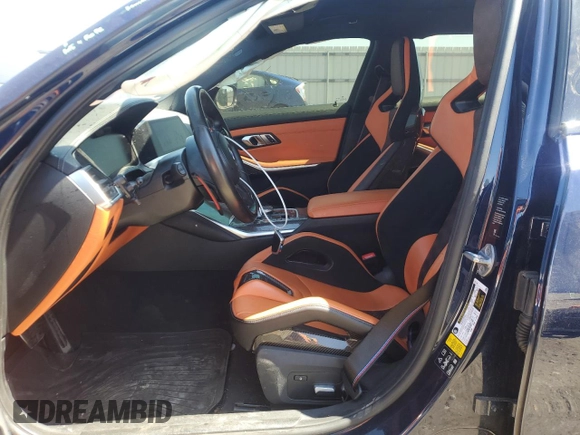 2022 BMW M3 Competition xDrive with VIN WBS43AY05NFL68593, listed as a Copart auction lot 53489645 with 44,039 mi miles and Salvage title. Bid and sale history available at DreamBid. Image 7.