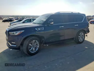 2020 Infiniti QX80 LUXE with VIN JN8AZ2NF8L9702283, listed as a Copart auction lot 49039165 with 124,427 mi miles and Salvage Title. Bid and sale history available at carsss.com. Image 1.