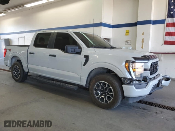 2023 Ford F-150 XL with VIN 1FTEW1EP9PKF55852, listed as a Copart auction lot 58379025 with 46,939 mi miles and Salvage title. Bid and sale history available at DreamBid. Image 4.