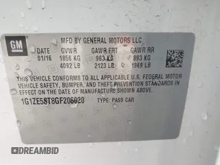 2016 Chevrolet Malibu LT with VIN 1G1ZE5ST8GF206020, listed as a IAAI auction lot 41031615 with 99,429 mi miles and . Bid and sale history available at carsss.com. Image 9.