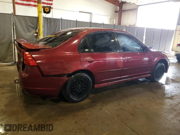 2003 Honda Civic EX with VIN 2HGES25743H588214, listed as a Copart auction lot 51845065 with 194,677 mi miles and Salvage Title. Bid and sale history available at DreamBid. Image 3.