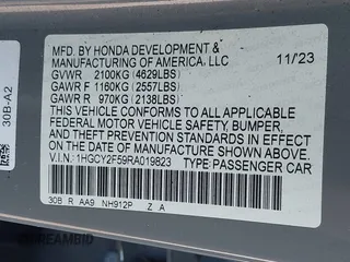 2024 Honda Accord Sport с VIN 1HGCY2F59RA019823, выставлен на аукционе IAAI как лот 41704311 с пробегом 13 806 миль миль и . История ставок и продаж доступна на DreamBid. Изображение 9.