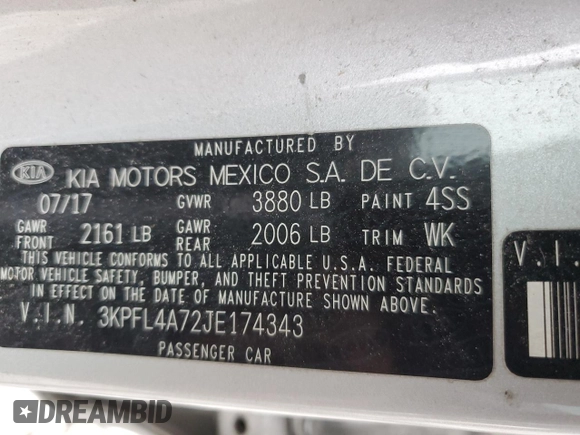2018 Kia Forte LX with VIN 3KPFL4A72JE174343, listed as a Copart auction lot 82365594 with 128,306 mi miles and Salvage Title. Bid and sale history available at carsss.com. Image 12.