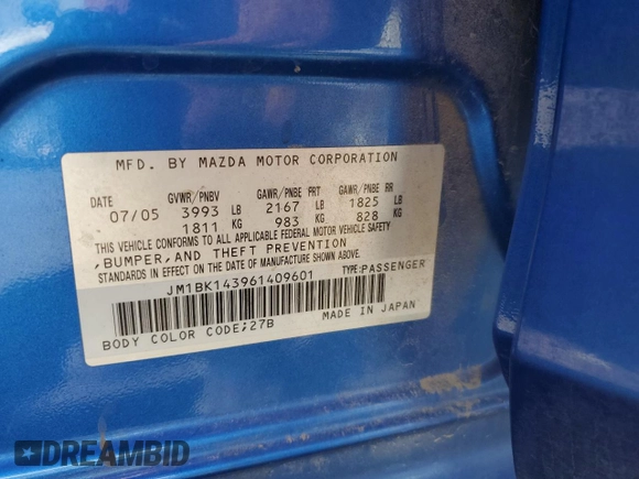 2006 Mazda 3 s with VIN JM1BK143961409601, listed as a Copart auction lot 50728525 with 162,436 mi miles and Salvage Title. Bid and sale history available at carsss.com. Image 15.