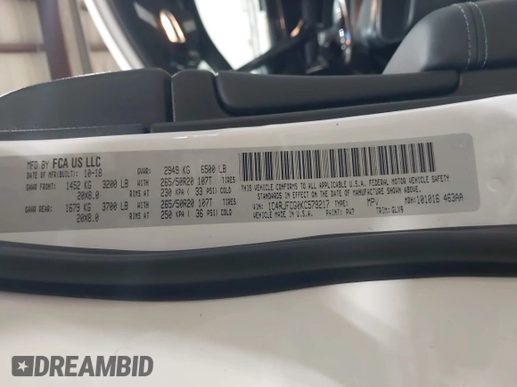 2019 Jeep Grand Cherokee High Altitude с VIN 1C4RJFCG0KC579217, выставлен на аукционе IAAI как лот 42405303 с пробегом 83 570 миль миль и . История ставок и продаж доступна на DreamBid. Изображение 9.