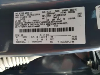 2020 Ford F-150 XL with VIN 1FTEW1C59LKD94897, listed as a Copart auction lot 49502415 with 30,509 mi miles and Salvage Title. Bid and sale history available at carsss.com. Image 12.