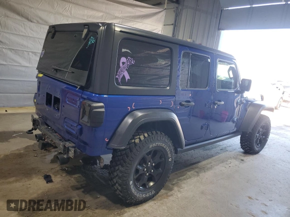 2020 Jeep Wrangler Unlimited Black and Tan with VIN 1C4HJXDG1LW267312, listed as a Copart auction lot 49658135 with 66,624 mi miles and Salvage title. Bid and sale history available at DreamBid. Image 3.