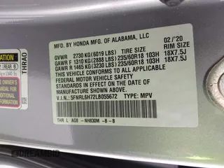2020 Honda Odyssey EX-L with VIN 5FNRL6H72LB055672, listed as a IAAI auction lot 41586663 with 47,037 mi miles and . Bid and sale history available at carsss.com. Image 9.