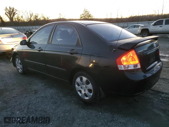 2008 Kia Spectra EX with VIN KNAFE121185551816, listed as a Copart auction lot 42324005 with 159,476 mi miles and Salvage title. Bid and sale history available at DreamBid. Image 2.