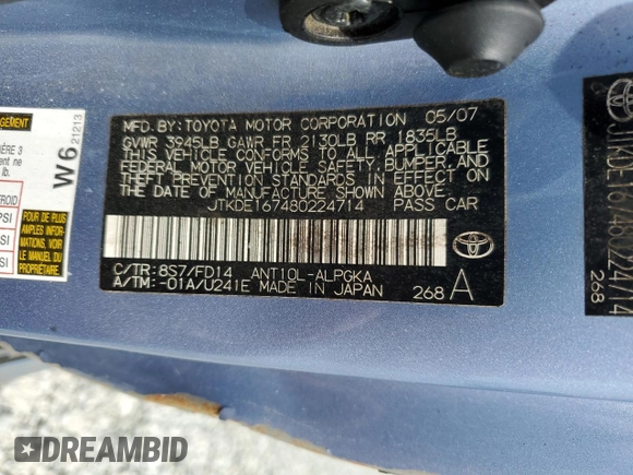 2008 Scion tC Spec z VIN JTKDE167480224714, wystawiony jako Copart lot #52895175 z przebiegiem 214 018 mil mil oraz Szkoda całkowita • Salvage title. Historia ofert i sprzedaży dostępna na DreamBid. Obrazek 12.