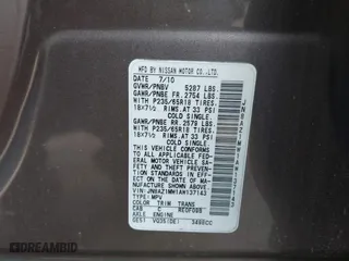 2010 Nissan Murano SL with VIN JN8AZ1MW1AW137143, listed as a IAAI auction lot 42027146 with 110,895 mi miles. Bid and sale history available at carsss.com. Image 9.