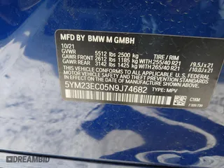 2022 BMW X4 M with VIN 5YM23EC05N9J74682, listed as a IAAI auction lot 41420906 with 46,314 mi miles. Bid and sale history available at carsss.com. Image 9.