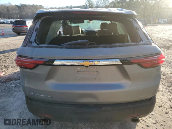 2023 Chevrolet Traverse LS with VIN 1GNEVFKW5PJ211038, listed as a Copart auction lot 84818334 with 21,620 mi miles and Clean Title. Bid and sale history available at carsss.com. Image 6.