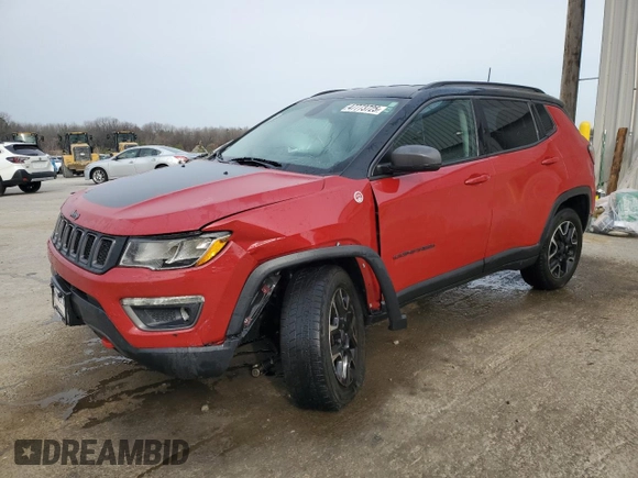 2020 Jeep Compass Trailhawk with VIN 3C4NJDDB5LT122219, listed as a Copart auction lot 47773725 with 165,376 mi miles and Salvage Title. Bid and sale history available at carsss.com. Image 1.