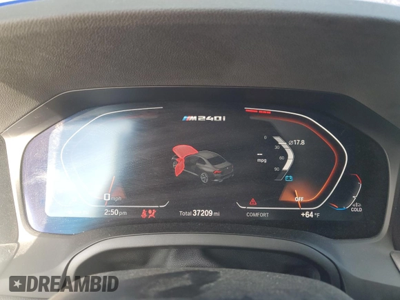 2022 BMW 2 Series M240i xDrive with VIN 3MW53CM03N8C68415, listed as a Copart auction lot 48962035 with 37,209 mi miles and Salvage title. Bid and sale history available at DreamBid. Image 9.