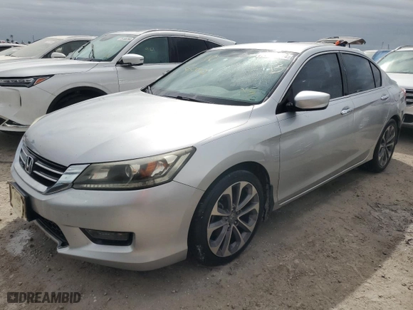 2014 Honda Accord Sedan Sport with VIN 1HGCR2F59EA157515, listed as a Copart auction lot 75125614 with 106,834 mi miles and Salvage Title. Bid and sale history available at carsss.com. Image 1.