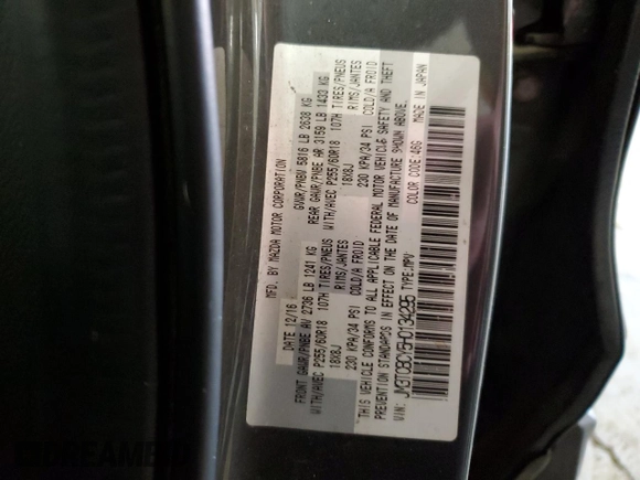 2017 Mazda CX-9 Touring with VIN JM3TCBCY5H0134295, listed as a Copart auction lot 63448185 with 174,248 mi miles and Salvage title. Bid and sale history available at DreamBid. Image 14.