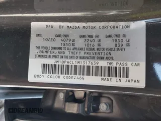 2021 Mazda 3 Preferred with VIN JM1BPACL1M1317639, listed as a IAAI auction lot 41939340 with 51,195 mi miles and . Bid and sale history available at DreamBid. Image 9.