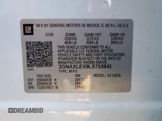 2020 Chevrolet Equinox LT with VIN 3GNAXLEX9LS710641, listed as a Copart auction lot 86908874 with 76,845 mi miles and Salvage Title. Bid and sale history available at carsss.com. Image 13.