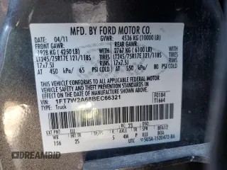 2011 Ford F-250 XL with VIN 1FT7W2A68BEC66321, listed as a Copart auction lot 46033415 with 184,567 mi miles and Salvage Title. Bid and sale history available at carsss.com. Image 13.