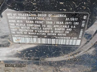 2017 Volkswagen Passat R-Line w/Comfort Pkg with VIN 1VWDT7A34HC061000, listed as a IAAI auction lot 41284332 with 1 mi miles. Bid and sale history available at carsss.com. Image 9.