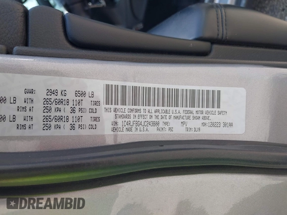 2018 Jeep Grand Cherokee Limited с VIN 1C4RJFBG4JC243800, выставлен на аукционе IAAI как лот 42389892 с пробегом 96 525 миль миль и . История ставок и продаж доступна на DreamBid. Изображение 9.