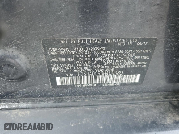 2013 Subaru Forester 2.5X Premium with VIN JF2SHADC9DH409389, listed as a Copart auction lot 49385945 with 150,297 mi miles and Salvage Title. Bid and sale history available at carsss.com. Image 14.