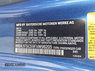 2015 BMW 2 Series 228i with VIN WBA1F5C59FVW98205, listed as a IAAI auction lot 41722804 with 91,879 mi miles. Bid and sale history available at carsss.com. Image 9.