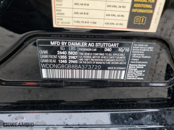 2011 Mercedes-Benz S-Class S 550 with VIN WDDNG8GB8BA373720, listed as a Copart auction lot 46186915 with 106,161 mi miles and Clean Title. Bid and sale history available at carsss.com. Image 12.