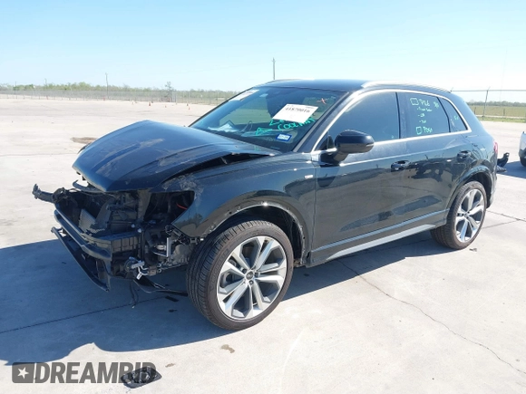 2021 Audi Q3 S line Premium Plus with VIN WA1EECF3XM1133790, listed as a IAAI auction lot 41870016 with 43,794 mi miles and . Bid and sale history available at DreamBid. Image 2.