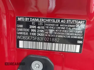 2003 Mercedes-Benz SL 500 z VIN WDBSK75F83F021882, wystawiony jako IAAI lot #42109858 z przebiegiem 67 731 mil mil oraz . Historia ofert i sprzedaży dostępna na DreamBid. Obrazek 9.