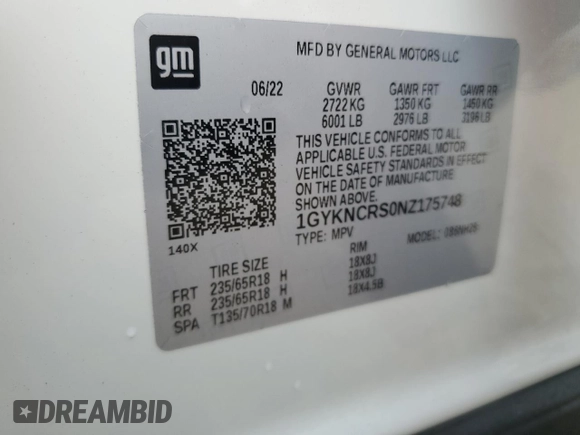 2022 Cadillac XT5 FWD Premium Luxury z VIN 1GYKNCRS0NZ175748, wystawiony jako Copart lot #61651885 z przebiegiem 13 747 mil mil oraz Szkoda całkowita • Salvage title. Historia ofert i sprzedaży dostępna na DreamBid. Obrazek 14.