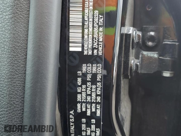 2018 Jeep Renegade Sport z VIN ZACCJBAB6JPG92329, wystawiony jako Copart lot #50967645 z przebiegiem 61 256 mil mil oraz Szkoda całkowita • Salvage title. Historia ofert i sprzedaży dostępna na DreamBid. Obrazek 12.