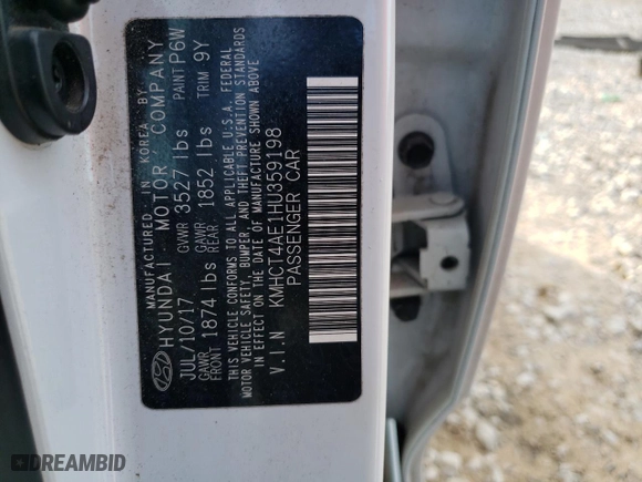 2017 Hyundai Accent SE with VIN KMHCT4AE1HU359198, listed as a Copart auction lot 45213215 with 118,654 mi miles and Salvage Title. Bid and sale history available at carsss.com. Image 14.