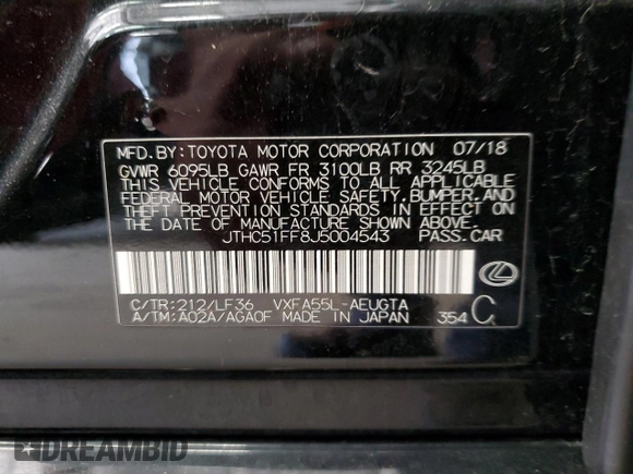 2018 Lexus LS with VIN JTHC51FF8J5004543, listed as a Copart auction lot 54412015 with 111,889 mi miles and Clean Title. Bid and sale history available at carsss.com. Image 12.
