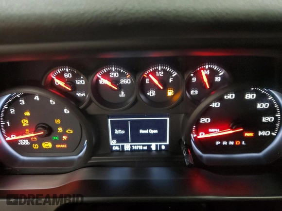 2019 Chevrolet Silverado 1500 Custom with VIN 1GCUYBEF5KZ357871, listed as a Copart auction lot 77817094 with 74,718 mi miles and Salvage Title. Bid and sale history available at DreamBid. Image 9.