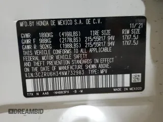 2022 Honda HR-V LX with VIN 3CZRU6H34NM732983, listed as a Copart auction lot 86508544 with 29,988 mi miles and Salvage Title. Bid and sale history available at carsss.com. Image 13.
