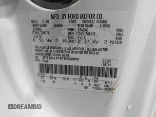 2007 Ford F-250 XL with VIN 1FTSX21P97EB32800, listed as a IAAI auction lot 42744784 with 110,944 mi miles and . Bid and sale history available at DreamBid. Image 9.