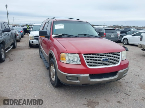 2003 Ford Expedition Eddie Bauer with VIN 1FMFU17L43LA92880, listed as a IAAI auction lot 41616760 with 216,714 mi miles. Bid and sale history available at carsss.com. Image 1.