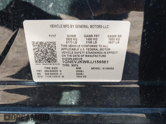 2018 Chevrolet Traverse Premier with VIN 1GNEVJKW8JJ159561, listed as a IAAI auction lot 41774914 with 132,598 mi miles and . Bid and sale history available at DreamBid. Image 9.
