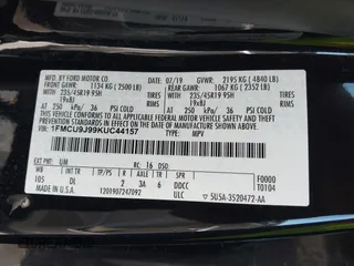 2019 Ford Escape Titanium с VIN 1FMCU9J99KUC44157, выставлен на аукционе IAAI как лот 41741733 с пробегом 75 697 миль миль и . История ставок и продаж доступна на DreamBid. Изображение 9.