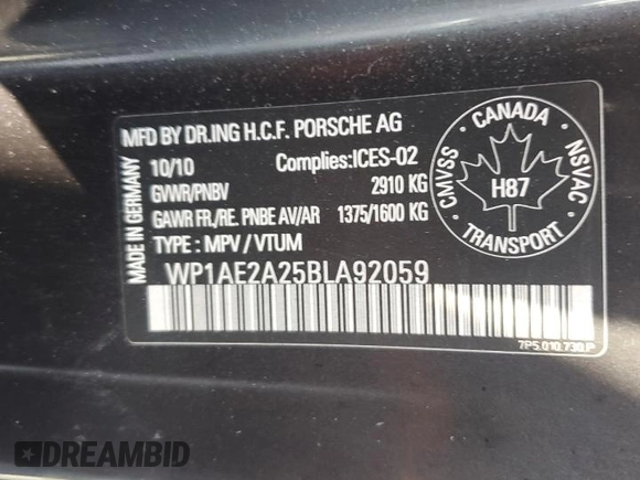 2011 Porsche Cayenne S Hybrid with VIN WP1AE2A25BLA92059, listed as a Copart auction lot 74096924 with 115,988 mi miles and Clean Title. Bid and sale history available at carsss.com. Image 13.