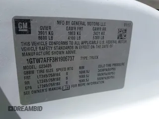 2017 GMC Savana Cargo Van with VIN 1GTW7AFF3H1906737, listed as a IAAI auction lot 40511351 with 98,559 mi miles. Bid and sale history available at carsss.com. Image 9.
