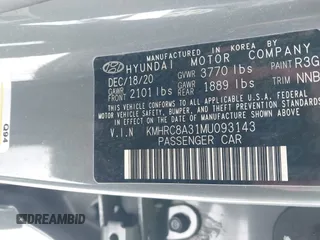 2021 Hyundai Venue Denim z VIN KMHRC8A31MU093143, wystawiony jako IAAI lot #41541572 z przebiegiem 24 804 mil mil oraz . Historia ofert i sprzedaży dostępna na DreamBid. Obrazek 9.