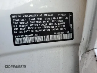 2021 Volkswagen Arteon SEL R-Line z VIN WVWSR7AN1ME012541, wystawiony jako Copart lot #82738604 z przebiegiem 67 449 mil mil oraz Szkoda całkowita • Salvage title. Historia ofert i sprzedaży dostępna na DreamBid. Obrazek 12.
