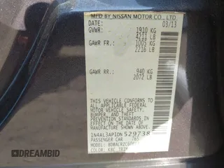 2013 Nissan Altima S with VIN 1N4AL3AP1DN529738, listed as a IAAI auction lot 42168139 with 184,867 mi miles and . Bid and sale history available at DreamBid. Image 9.
