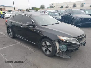 2013 Kia Optima Hybrid EX with VIN KNAGM4ADXD5051958, listed as a IAAI auction lot 41701486 with 170,594 mi miles. Bid and sale history available at carsss.com. Image 1.